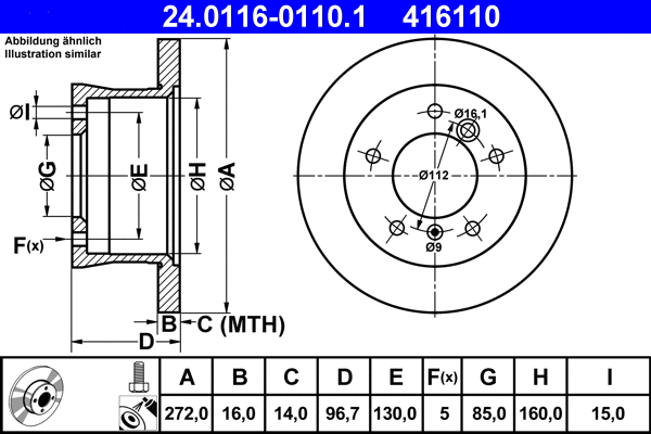 24.0116-0110.1 ATE Тормозной диск (фото 1)