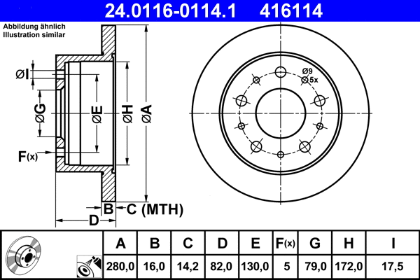 24.0116-0114.1 ATE Тормозной диск (фото 1)