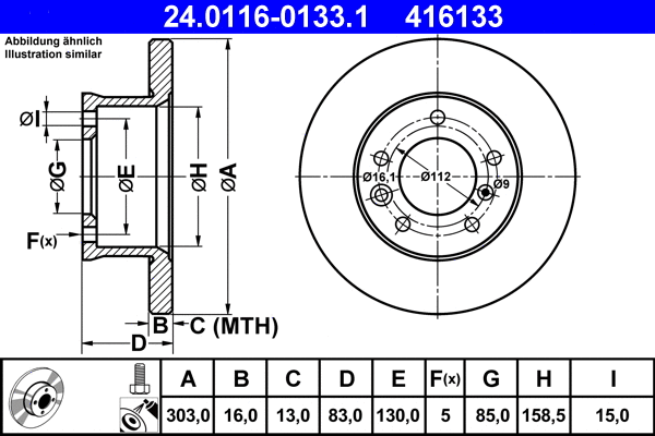 24.0116-0133.1 ATE Тормозной диск (фото 1)