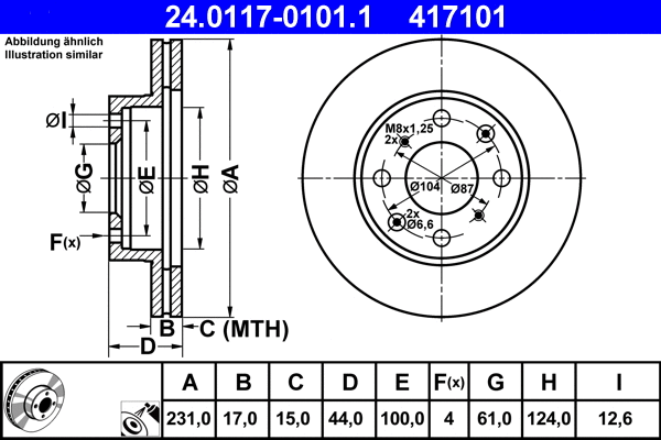 24.0117-0101.1 ATE Тормозной диск (фото 1)