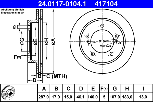 24.0117-0104.1 ATE Тормозной диск (фото 1)