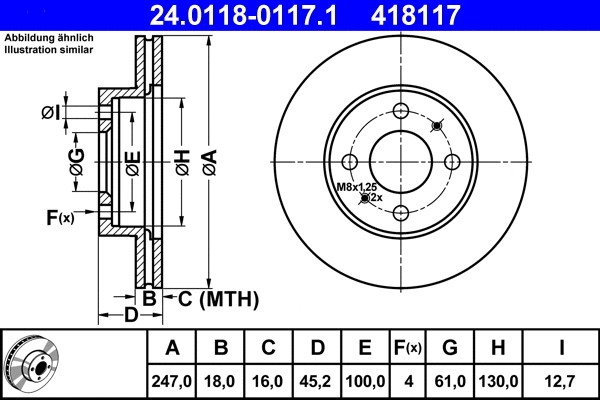 24.0118-0117.1 ATE Тормозной диск (фото 1)