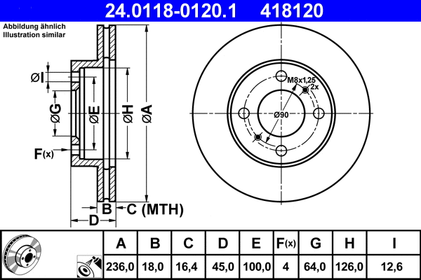 24.0118-0120.1 ATE Тормозной диск (фото 1)