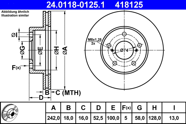 24.0118-0125.1 ATE Тормозной диск (фото 1)