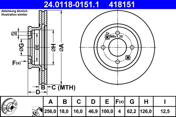 24.0118-0151.1 ATE Тормозной диск (фото 1)