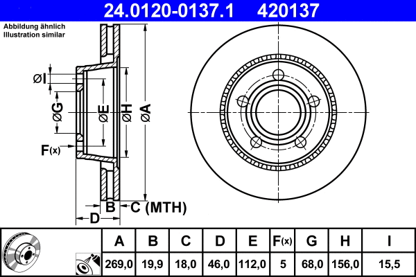 24.0120-0137.1 ATE Тормозной диск (фото 1)