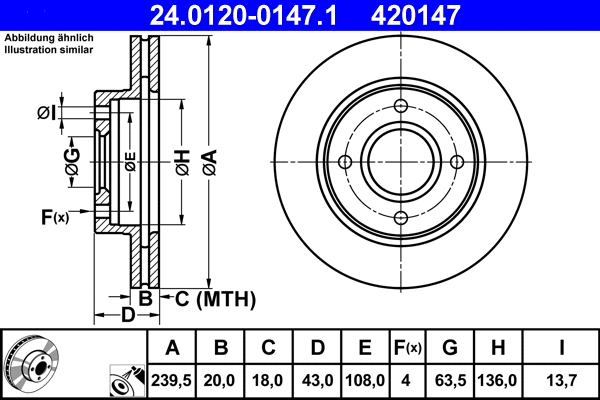24.0120-0147.1 ATE Тормозной диск (фото 1)