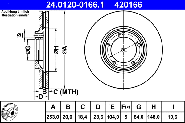 24.0120-0166.1 ATE Тормозной диск (фото 1)