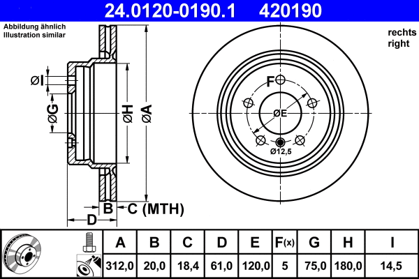 24.0120-0190.1 ATE Тормозной диск (фото 1)