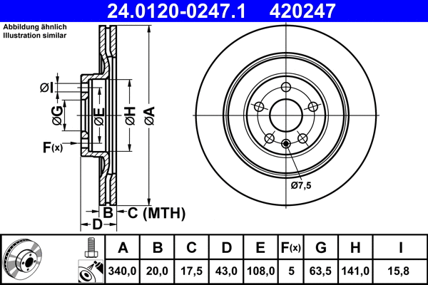 24.0120-0247.1 ATE Тормозной диск (фото 1)