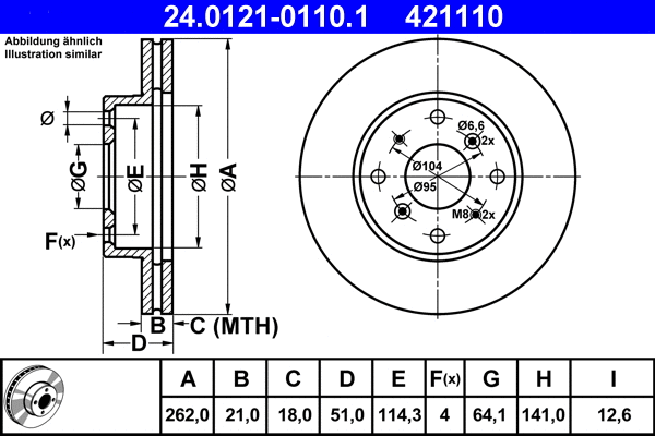 24.0121-0110.1 ATE Тормозной диск (фото 1)