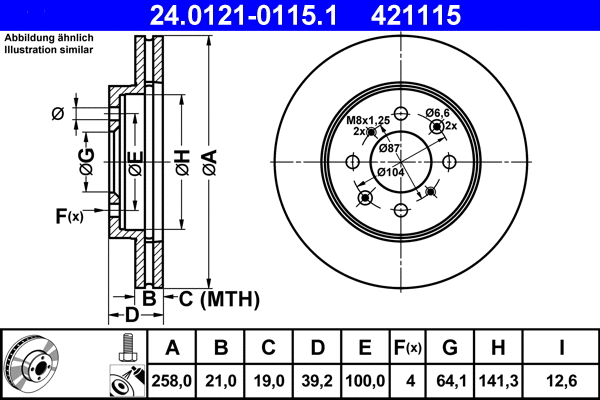 24.0121-0115.1 ATE Тормозной диск (фото 1)