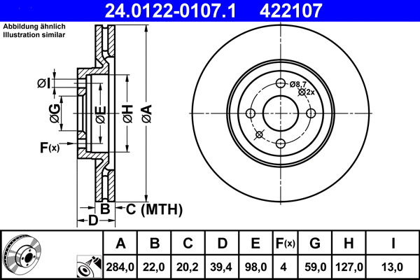 24.0122-0107.1 ATE Тормозной диск (фото 1)