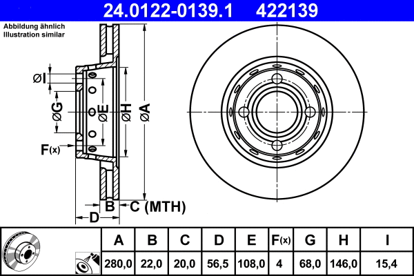 24.0122-0139.1 ATE Тормозной диск (фото 1)