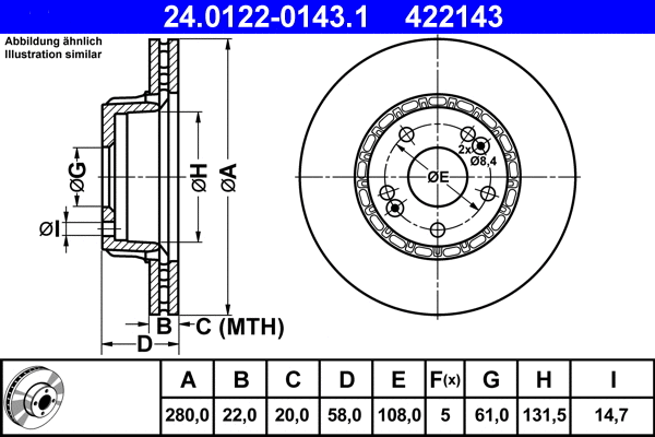 24.0122-0143.1 ATE Тормозной диск (фото 1)