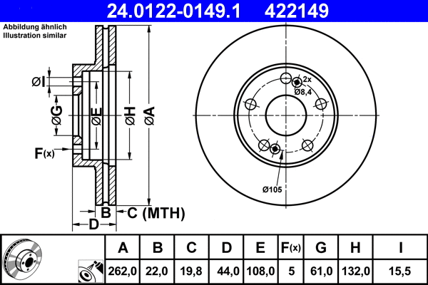 24.0122-0149.1 ATE Тормозной диск (фото 1)