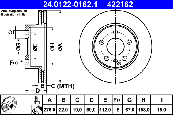24.0122-0162.1 ATE Тормозной диск (фото 1)