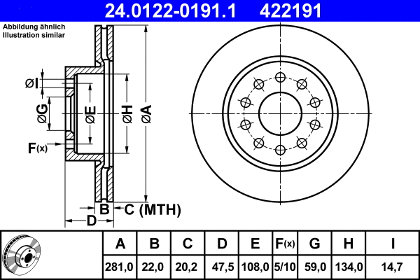24.0122-0191.1 ATE Тормозной диск (фото 1)