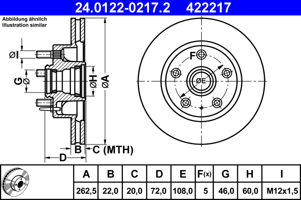 24.0122-0217.2 ATE Тормозной диск (фото 1)