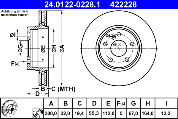 24.0122-0228.1 ATE Тормозной диск (фото 1)
