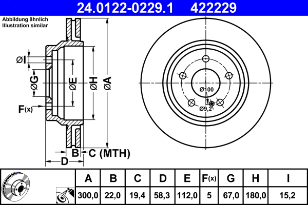 24.0122-0229.1 ATE Тормозной диск (фото 1)