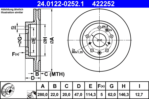 24.0122-0252.1 ATE Тормозной диск (фото 1)