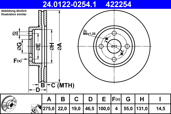 24.0122-0254.1 ATE Тормозной диск (фото 1)
