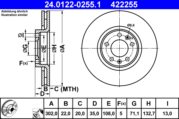 24.0122-0255.1 ATE Тормозной диск (фото 1)