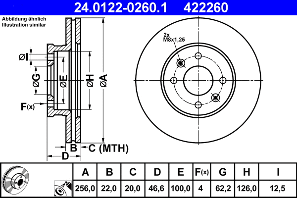 24.0122-0260.1 ATE Тормозной диск (фото 1)