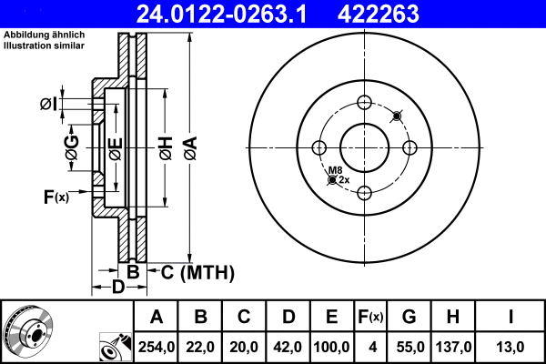 24.0122-0263.1 ATE Тормозной диск (фото 1)