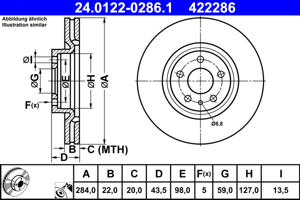 24.0122-0286.1 ATE Тормозной диск (фото 1)