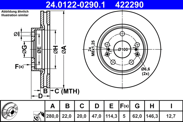 24.0122-0290.1 ATE Тормозной диск (фото 1)