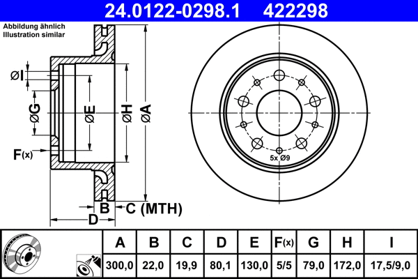24.0122-0298.1 ATE Тормозной диск (фото 1)