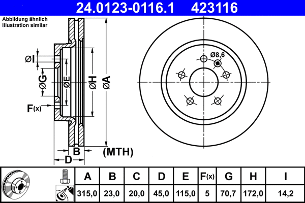 24.0123-0116.1 ATE Тормозной диск (фото 1)