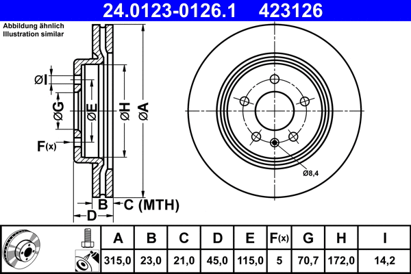 24.0123-0126.1 ATE Тормозной диск (фото 1)