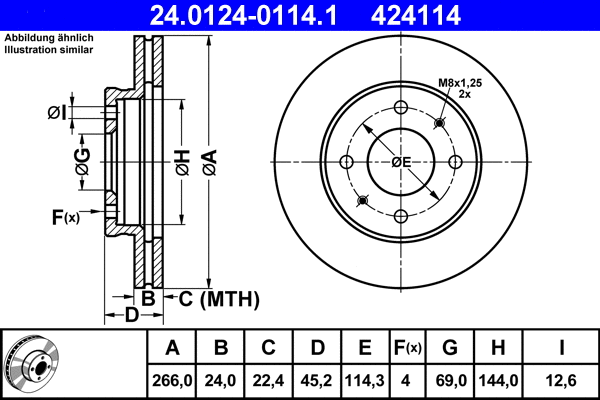 24.0124-0114.1 ATE Тормозной диск (фото 1)