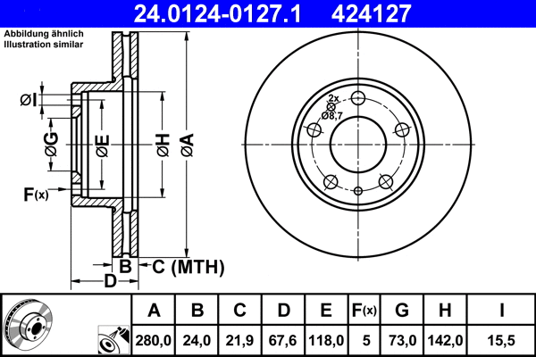 24.0124-0127.1 ATE Тормозной диск (фото 1)