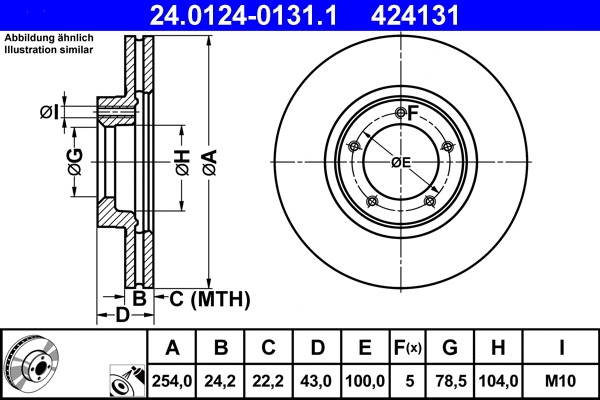 24.0124-0131.1 ATE Тормозной диск (фото 1)