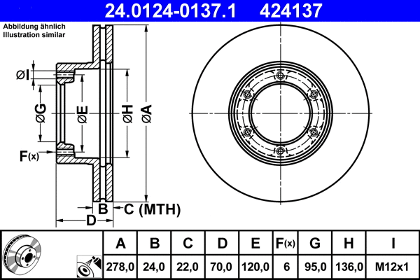 24.0124-0137.1 ATE Тормозной диск (фото 1)
