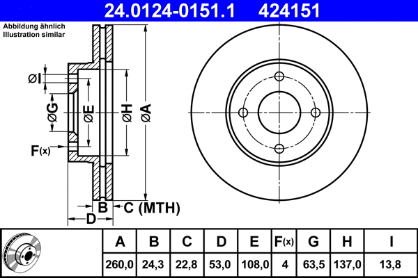 24.0124-0151.1 ATE Тормозной диск (фото 1)