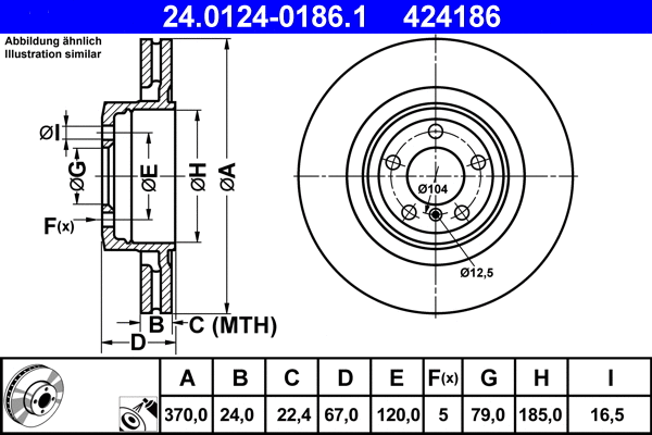 24.0124-0186.1 ATE Тормозной диск (фото 1)