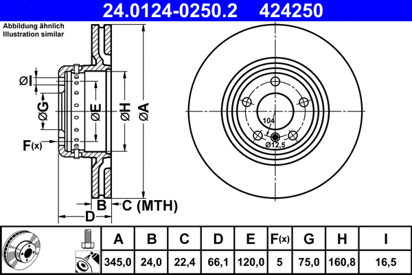 24.0124-0250.2 ATE Тормозной диск (фото 1)