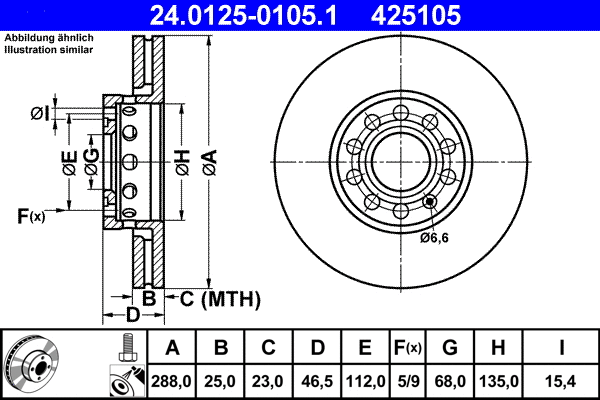 24.0125-0105.1 ATE Тормозной диск (фото 1)