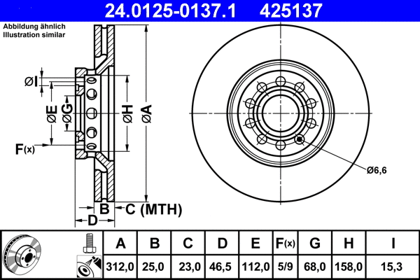 24.0125-0137.1 ATE Тормозной диск (фото 1)
