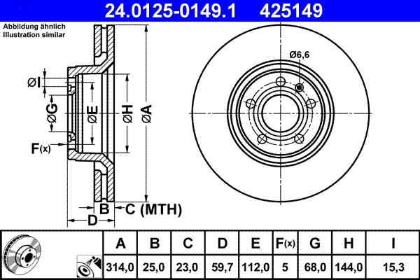 24.0125-0149.1 ATE Тормозной диск (фото 1)