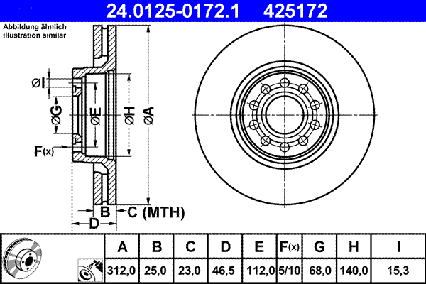 24.0125-0172.1 ATE Тормозной диск (фото 1)