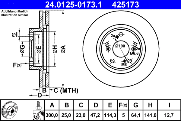 24.0125-0173.1 ATE Тормозной диск (фото 1)