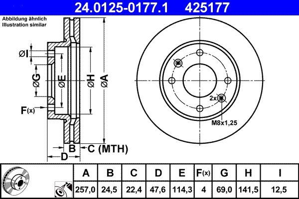 24.0125-0177.1 ATE Тормозной диск (фото 1)