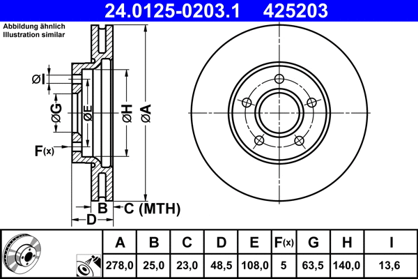 24.0125-0203.1 ATE Тормозной диск (фото 1)