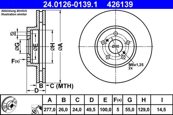24.0126-0139.1 ATE Тормозной диск (фото 1)